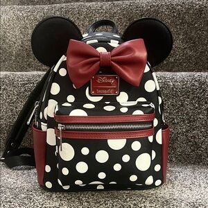 Loungefly Disney Minnie Mouse Polka Dot Backpack Burgundy